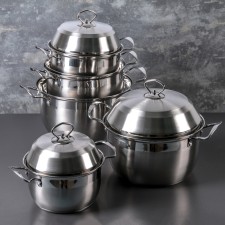 A set of stainless steel pan “Tissen”, 5 objects: 1.8 l, 2.5 l, 3.5 l, 4.5 l, 6 l, d = 18/22/24/26 cm, metal covers