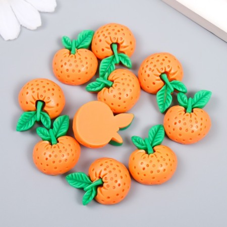 Decor for creativity plastic "Orange with leaves" set of 10 pcs 2.5x2 cm-2