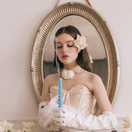 Choker "Tango" bud, white color, 30cm-4