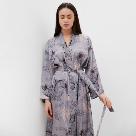 Халат домашний KAFTAN "Дракон", размер 44-46, серый-1