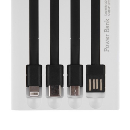External battery 486, 20,000 mAh, Type-C/Lightning/MicroUSB cables, lantern, white-7