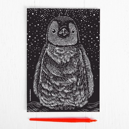 Engraving "Penguin" with a metallic effect "Silver" A5-2