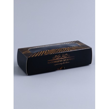 Box with a shell for 3 sweets, with a window "Best Man", 13 x 5 x 3.3 cm. Confectionery packaging-1