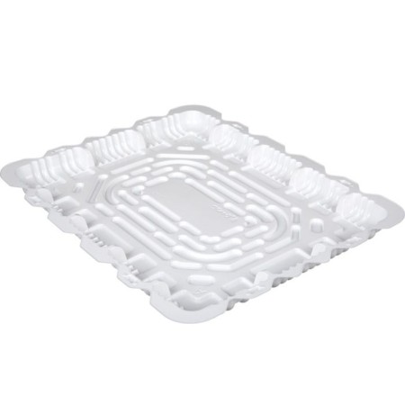 T-480D cake container, rectangular, white color, size 48.3 x 38.5 x 3.1 cm