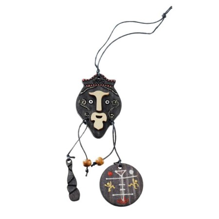 Autonomane "Shaman with a tambourine" cedar, a satellite amulet, mix-6