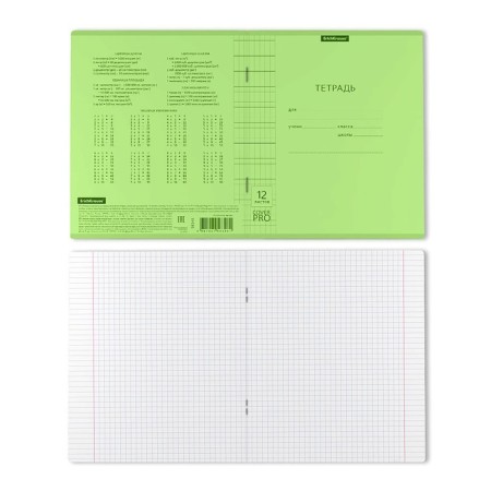 Notebook 12 litas in a cage with a plastic cover on the A5+, Erichkrause "Coverprio Neon", green-2