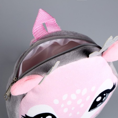 Baby plush backpack, round Olenenok, 18 × 18 cm-6