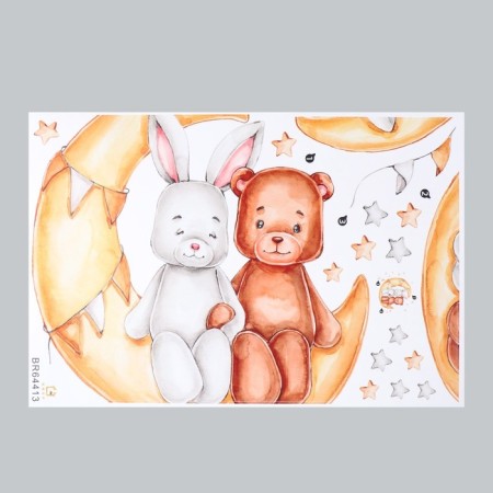 Sticker Plastic Interior color "Bunny and Bear for a month" 45x60 cm-1