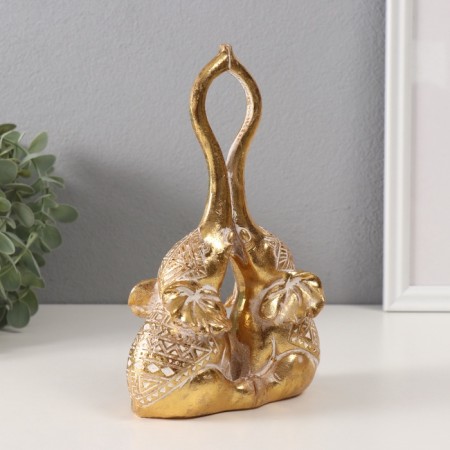 Souvenir Polystone "Elephants - Touch. Indian patterns" gold 13x6.7x19.8 cm-1