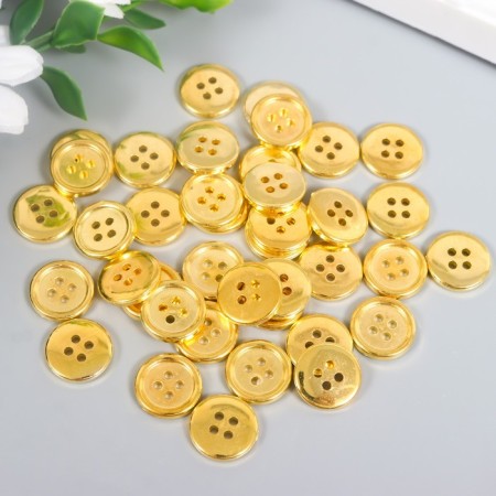 Buttons Plastic 4 PROVEL "GOLD" 1.5x1.5 cm set 40 pcs 2x5x5x5.5 cm