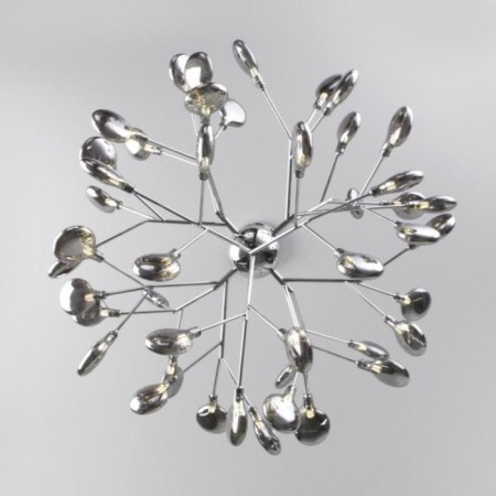 Lamella chandelier, 45x3W G4, chrome color-2