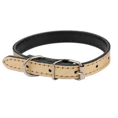 Collar leather two-layer, width 1.5 cm, Osh 27-37 cm, gold