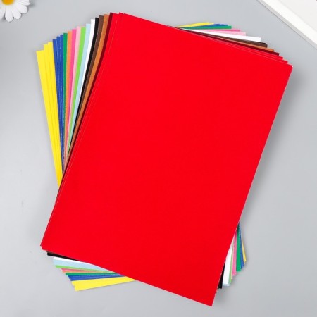 Cardboard color velvet, set of 20 sheets, 14 colors, 180 g/m2