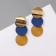Azelia metal earrings curved circles, beige-blue in gold