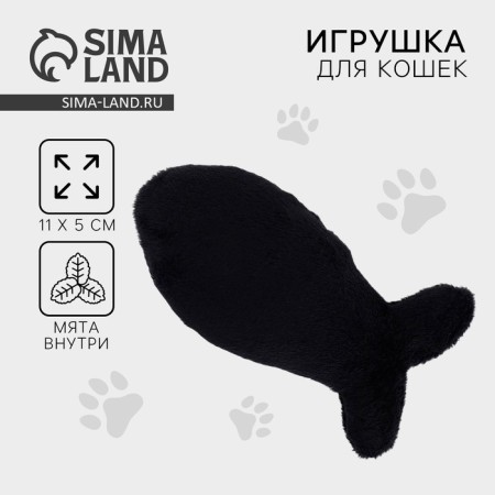 A cat's toy "fish" with cat mint, black