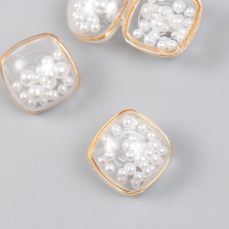 Buttons plastic for creativity "pearls in the square" 2.2x2.2x1.8 cm