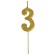 Candle in a cake on a skewer, number 3, gold, 4.5x2.5 cm