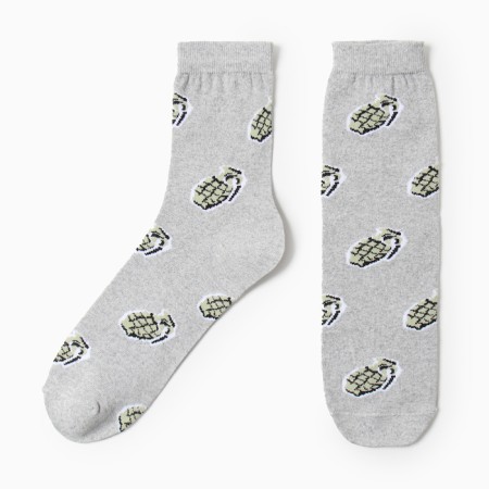 Men's socks "grenades", gray color, size 25