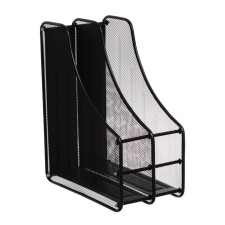 Vertical tray for paper, 2 compartments, metal mesh, black