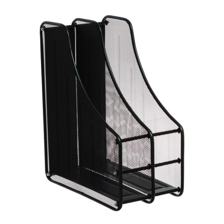 Vertical tray for paper, 2 compartments, metal mesh, black