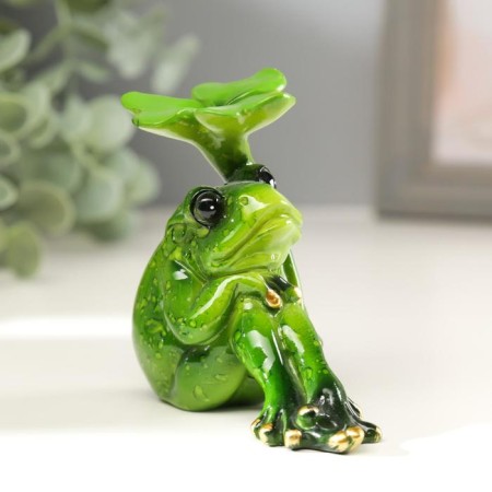 Souvenir Polystone "Frog with a leaf" "MIX 10x6x11 cm-4