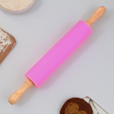 Rockbrush "Bunny", 31 x 4 cm, silicone, wood, pink color-3