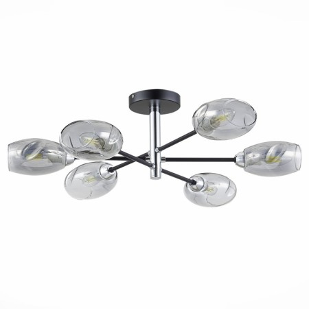 Ceiling EVOLUCE lamp. Sle155512-06. Gloa. 6x40 watts, E14, 68x68x22 cm, black color, chrome-5
