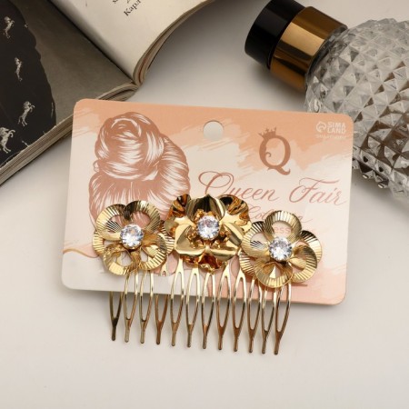 Liberty hair crest of triple flower, 5x8.5 cm, gold-2