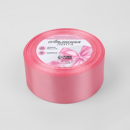 Satin tape, 40 mm × 23 ± 1 m, pale pink color No. 147-1