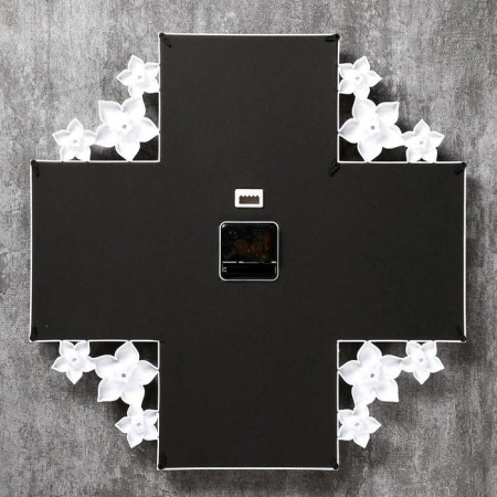 Photo frame plastic in 4 photos 10x15 cm with clocks "Flower" white 42x42 cm-3