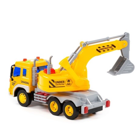 City Excavator car, inertial, with light and sound, yellow color-3