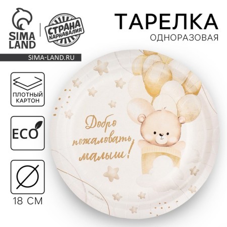 Disposable paper plate "Welcome", 18 cm