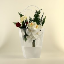Bag for flowers is transparent, moisture -resistant, white, 26x24x12 cm