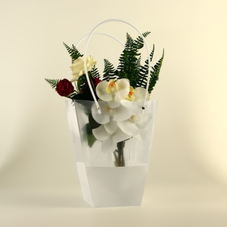Bag for flowers is transparent, moisture -resistant, white, 26x24x12 cm