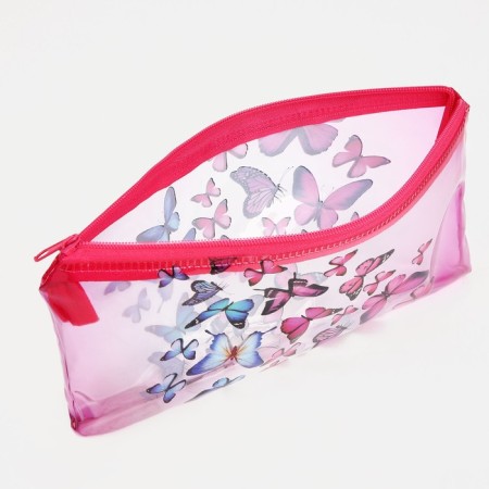Cosmetic bag-penete on zipper, PVC, pink color-2