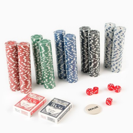 Poker in a metal case (2 decks, chips 500 pcs C/denomination, 5 cubes), 20.5 x 56 cm-1