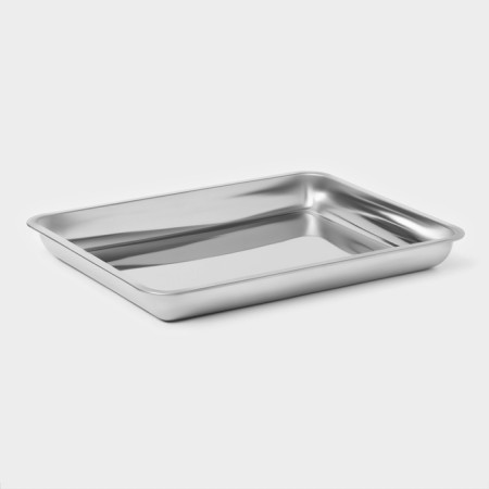 Stainless steel tray, 44.5 × 35.5 cm, thickness 1 mm, silver color-2
