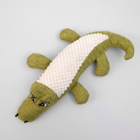 Textile toy "crocodile" with a squeak, 30 cm, green-1