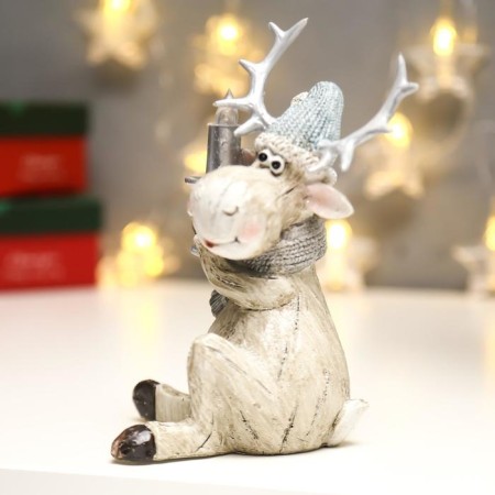 Souvenir Polystone Light "Losik in a cap with a candle" 17.2x11x9 cm-3