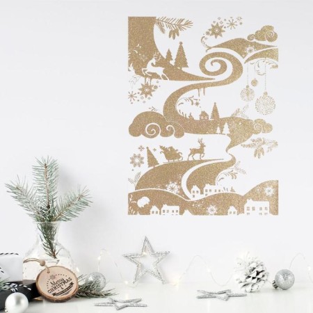Interior sticker with sparkles "Landscape", 29.7 x 42 cm, New Year-2