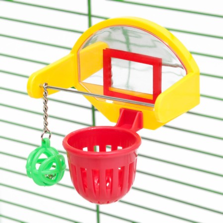 Bird toy "Basketball Ring", 9.5 x 11 x 6 cm (ball 2.5 cm, basket 4.6 cm)-1