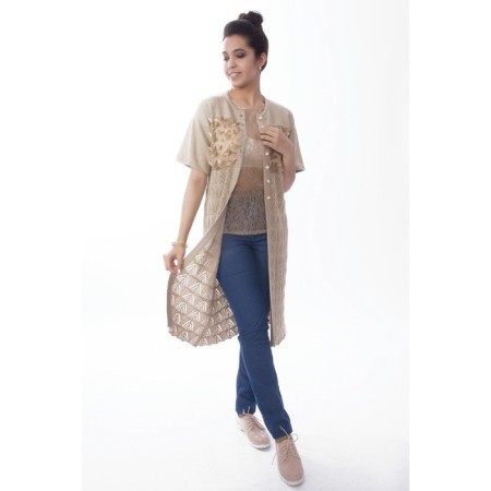 Cardigan female, size 42, beige color-1