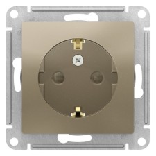 Розетка SE ATLASDESIGN, 16 А, со шторками, с з/к, механизм, цвет шампань