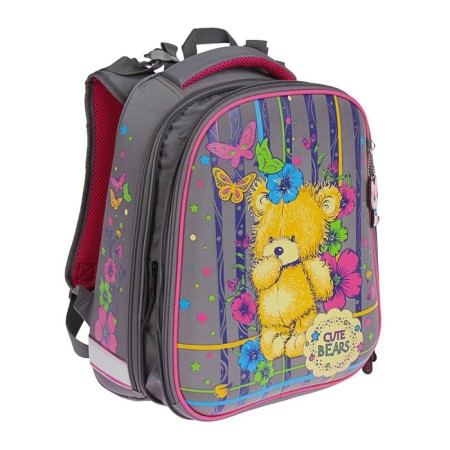 School backpack 36 x 28 x 16 cm, ergonomic back, stavia "bear", gray-2