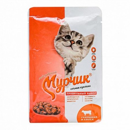 Canned food murchik for cats, beef, 75 g