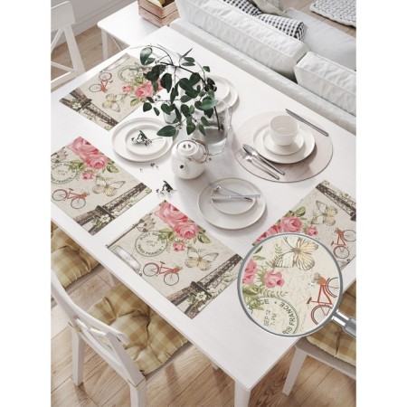 Set of napkins for setting the table "Romance of Paris", rectangular, size 32x46 cm, 4 pcs-1