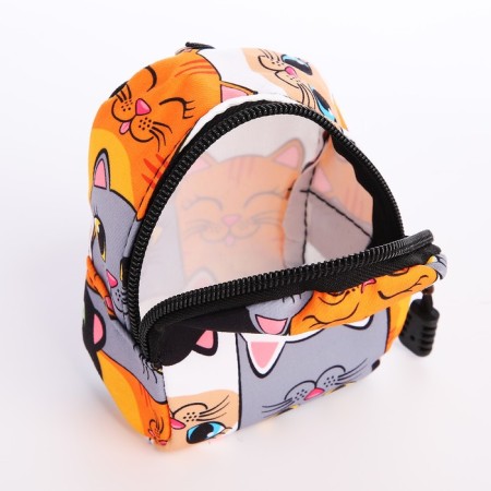School backpack of textiles on a zipper, 4 pockets, wallet, gray/orange color-9