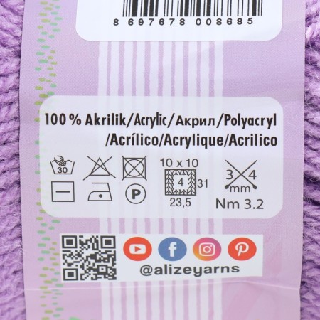 SEKERIM Bebe yarn 100% acrylic 320m/100g (247 lilac)-3