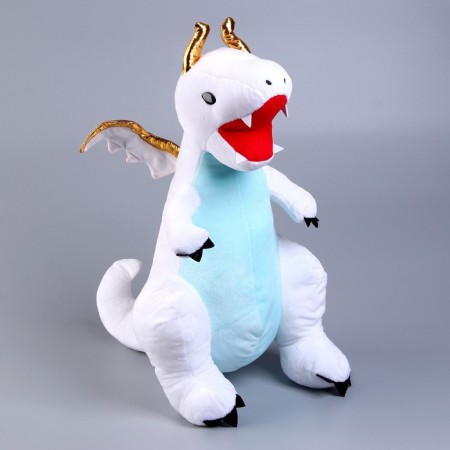 Soft toy "Dragon", with golden wings, 45 cm, white color-2