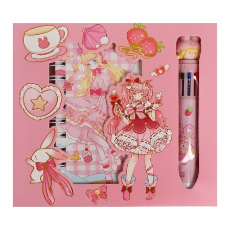 Notebook in a gift box, A6, 50 sheets, ballpoint handle 10-flower "Anime", mix-10